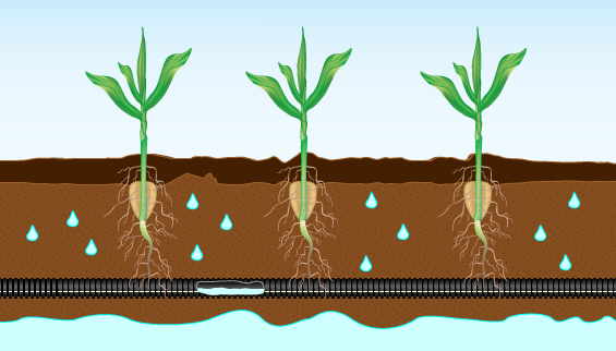DeKam Construction drain tile illustration - proper drainage and moisture control